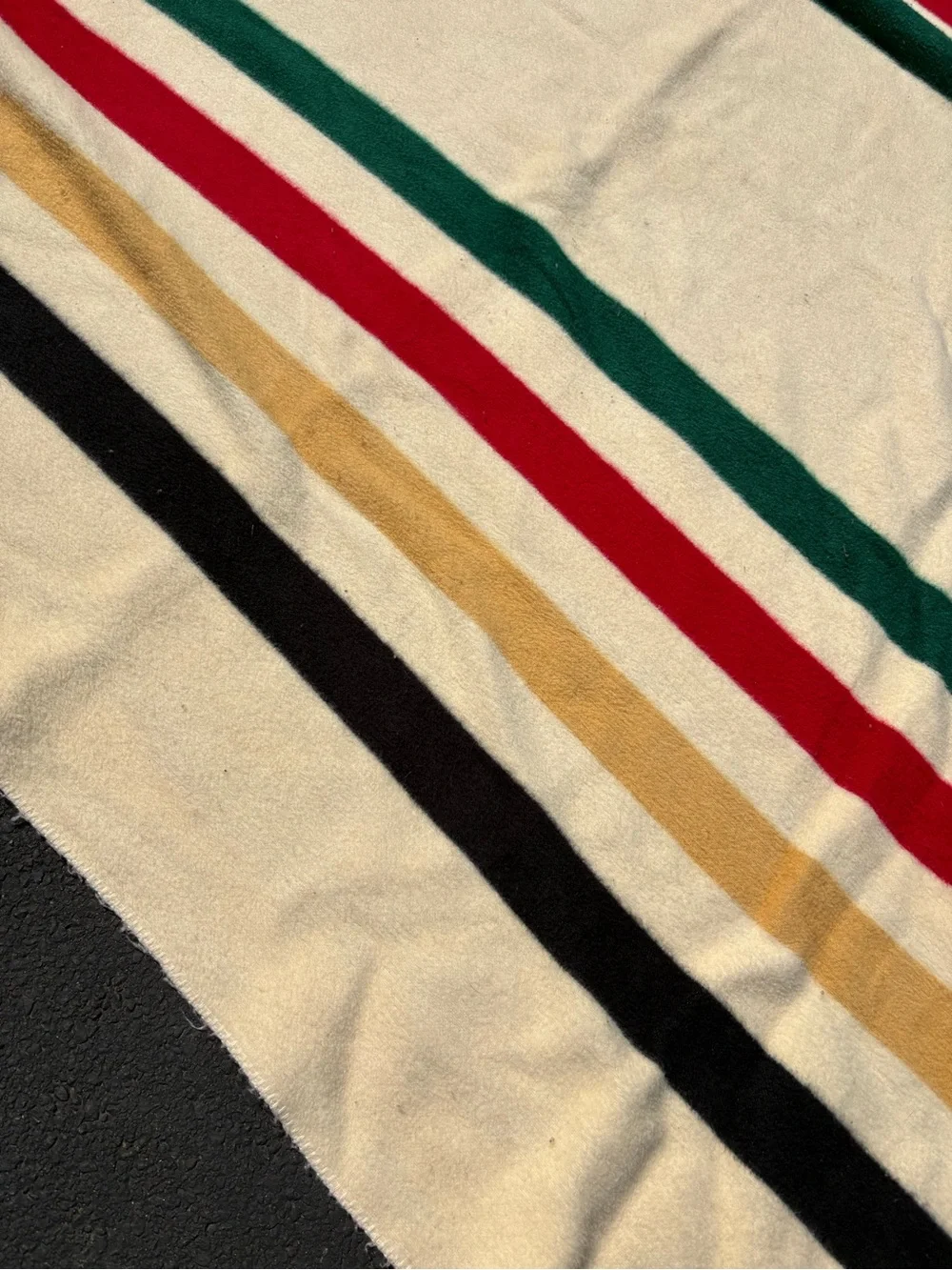 Large Orvis Throw Blanket Striped 105x87” Green Red Yellow Blue Stripes